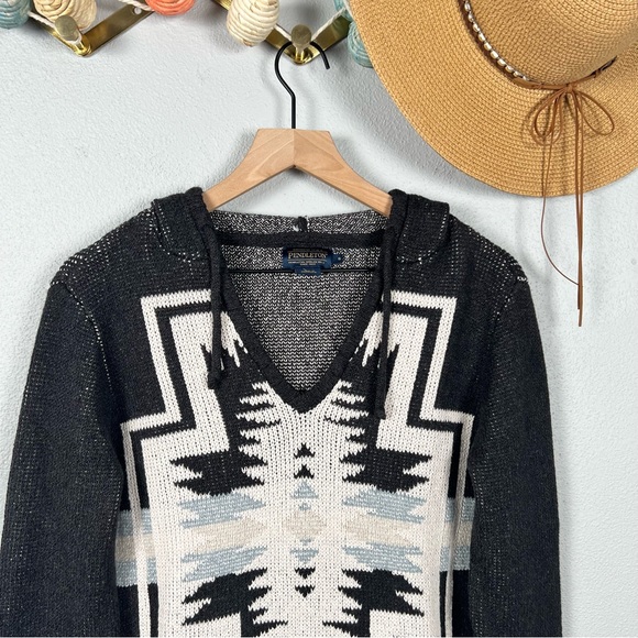 Pendleton Woman's Harding Cotton Hoodie Sweater Aztec Print Size Small - Picture 4 of 10